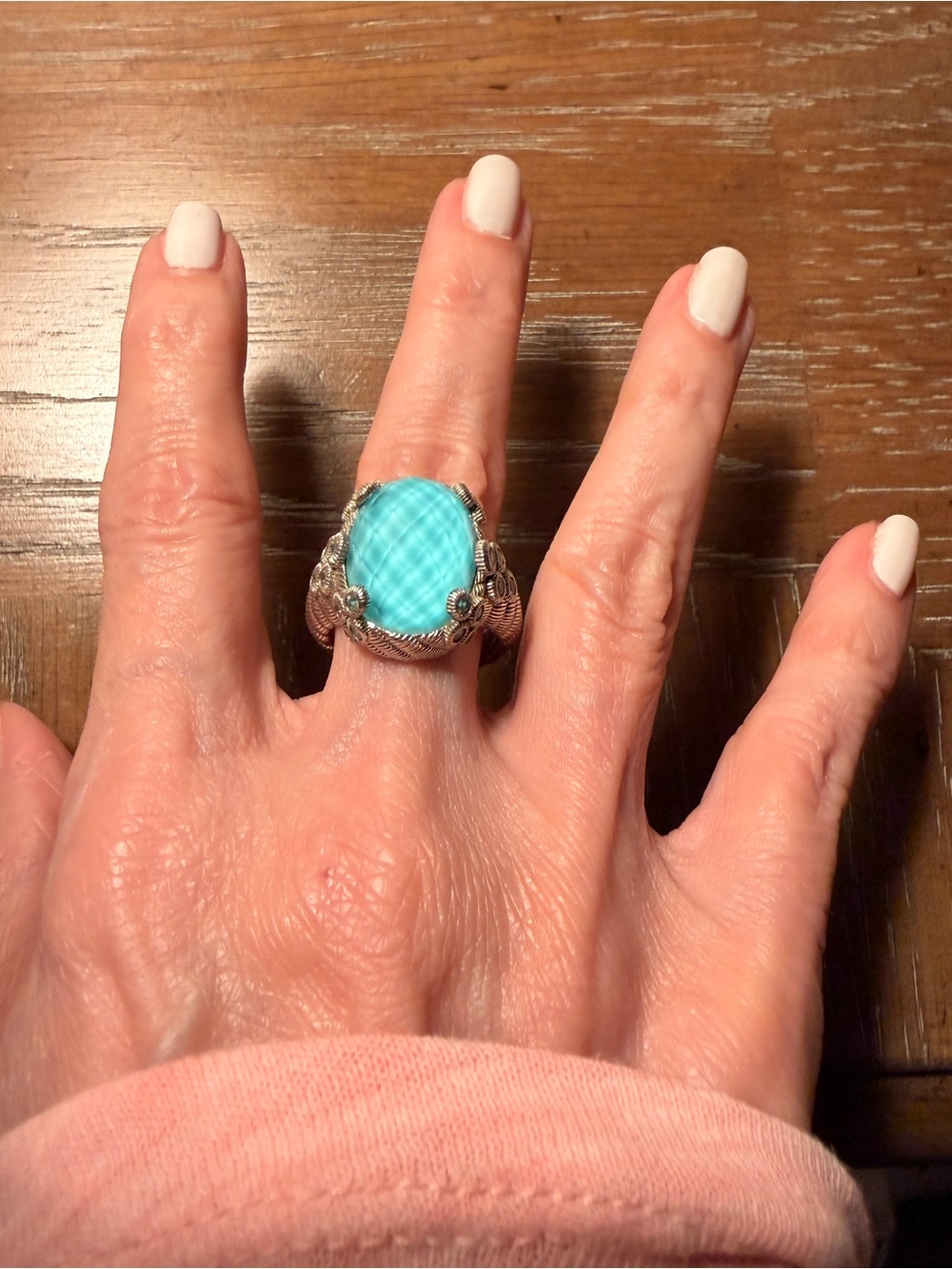 Judith Ripka 925 Sterling Silver Turquoise Doublet Ring Size 8